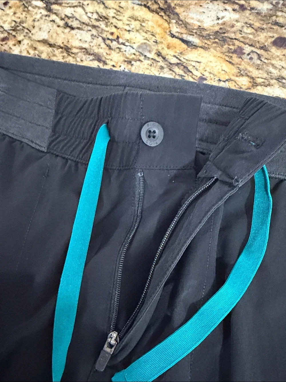 FIGS Technical Collection Slim Jogger Scrub Pants Black Teal Drawstring Size S
